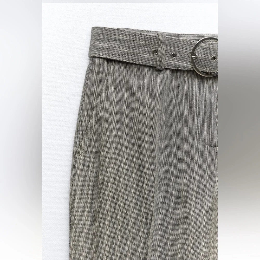 STRAIGHT LEG HERRINGBONE PANTS - Picture 6 of 7